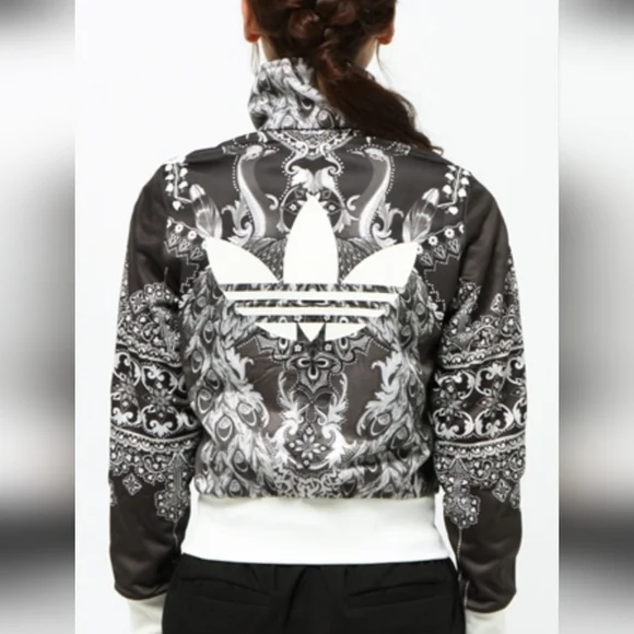 Adidas X Farm Rio Ornate Black and Gray Peacock Track Jacket - Picture 4 of 9